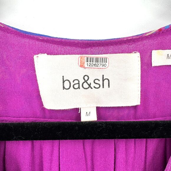 BA&SH Fuchsia Meryl Floral Knee Length Front Close Dress Size M Medium - Picture 8 of 10